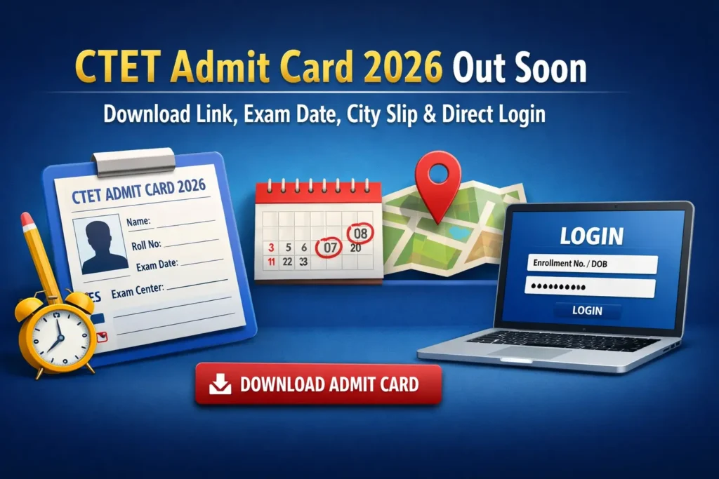 CTET Admit Card 2026 Out Soon – Download Link, Exam Date, City Slip & Direct Login